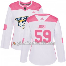 Nashville Predators Hockeydrakt Roman Josi 59 2017-2018 Hvit Rosa Fashion Adidas Authentic - Dame